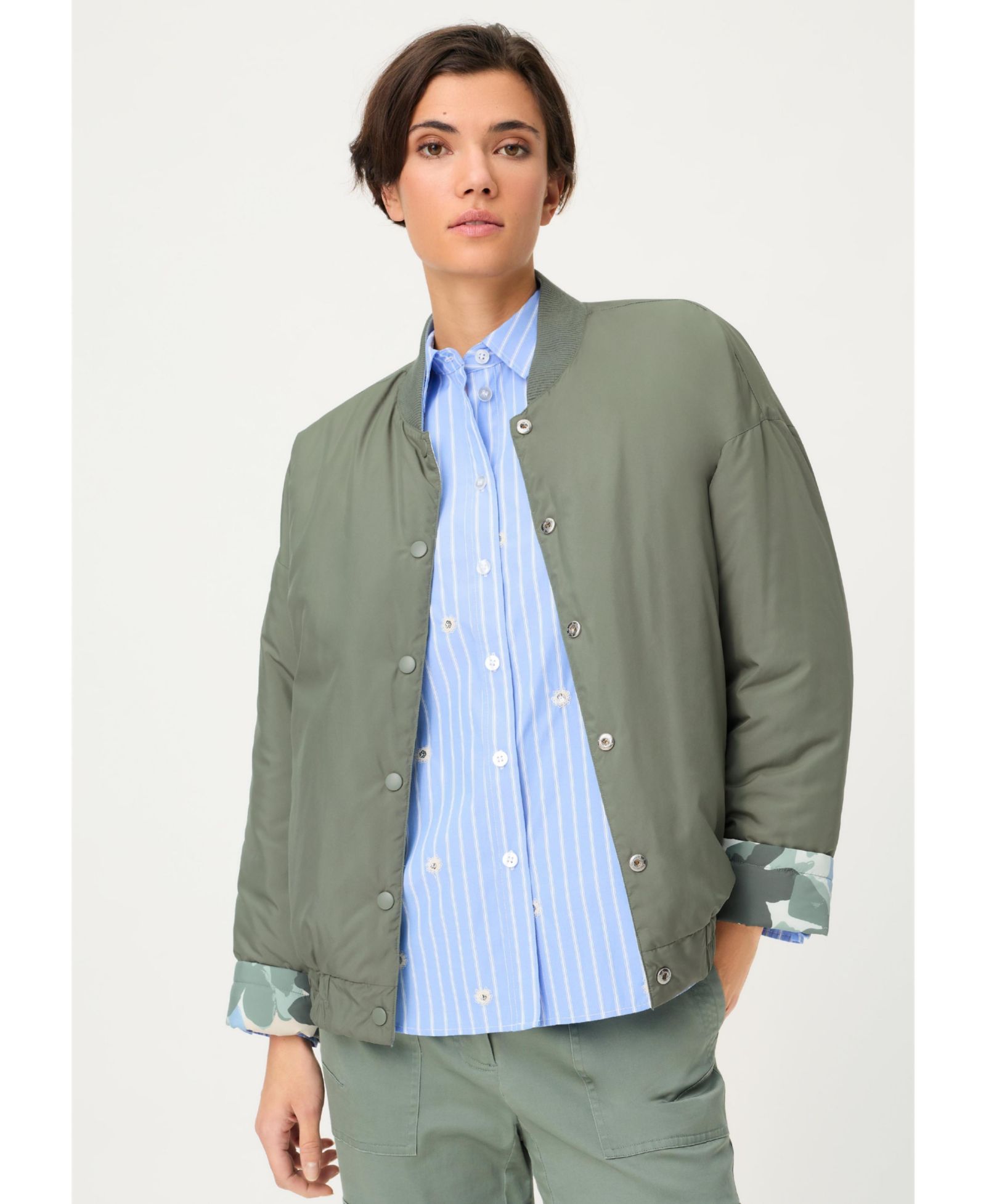 Olsen Women's Reversible Botanic Camo Bomber Jacket