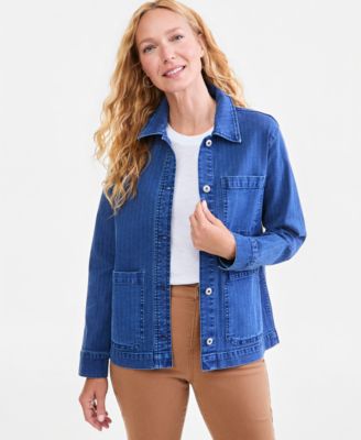 Style & Co Женский джинсовый жакет Utility, длинный рукав