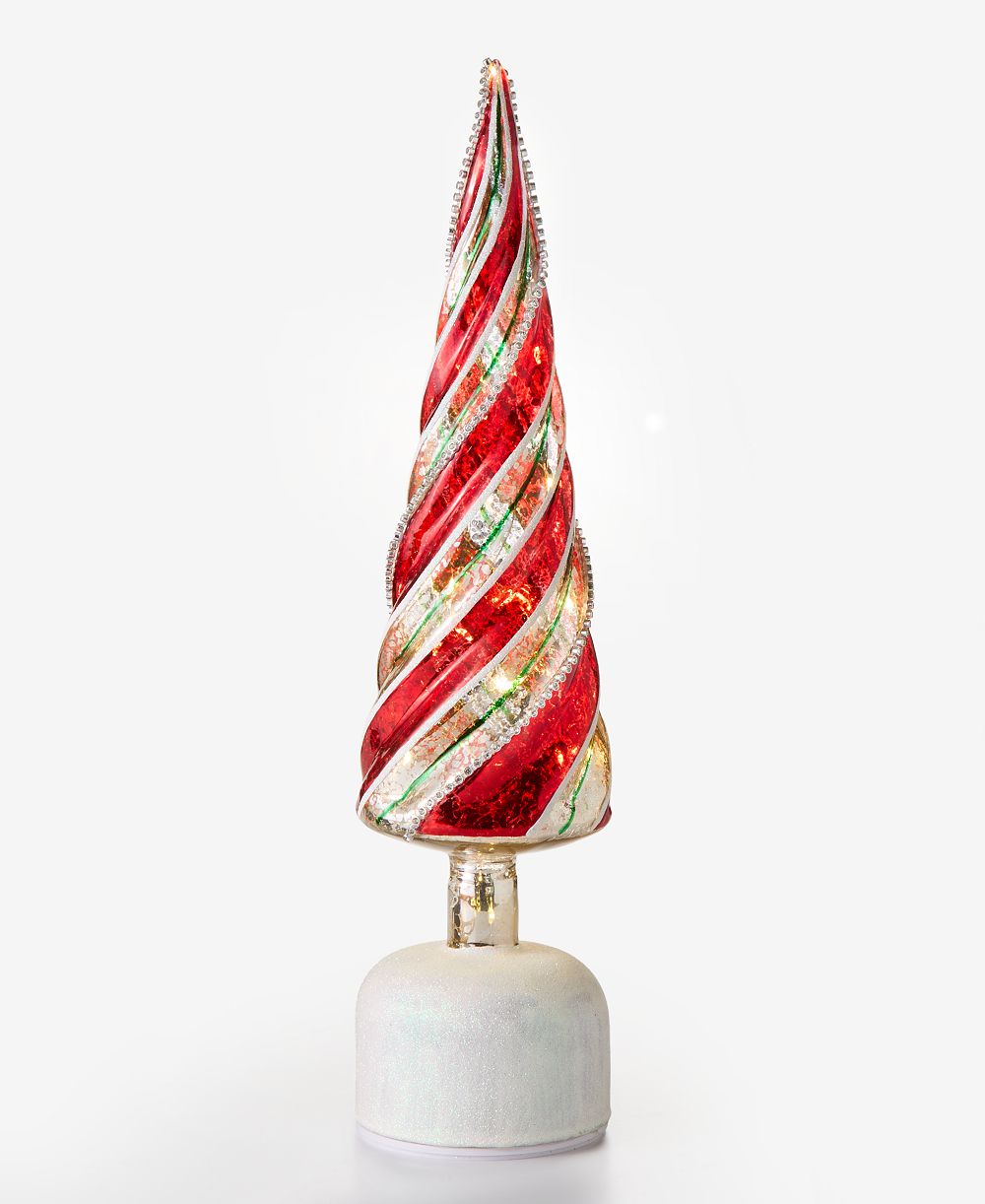 Настольный декор Holiday Lane Heritage Glass в виде вращающейся светящейся елки, эксклюзив Macy's