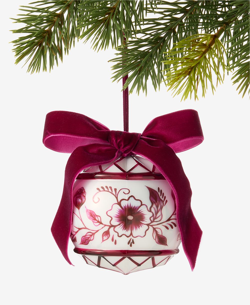 Holiday Lane рождественский стеклянный шар с узором Toile, эксклюзив Macy's