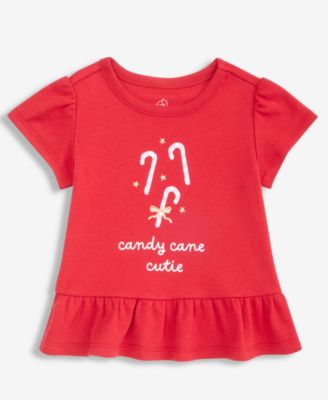 Женская топка First Impressions для малышей 2T-4T с коротким рукавом и пеплумом, принт Candy Cane