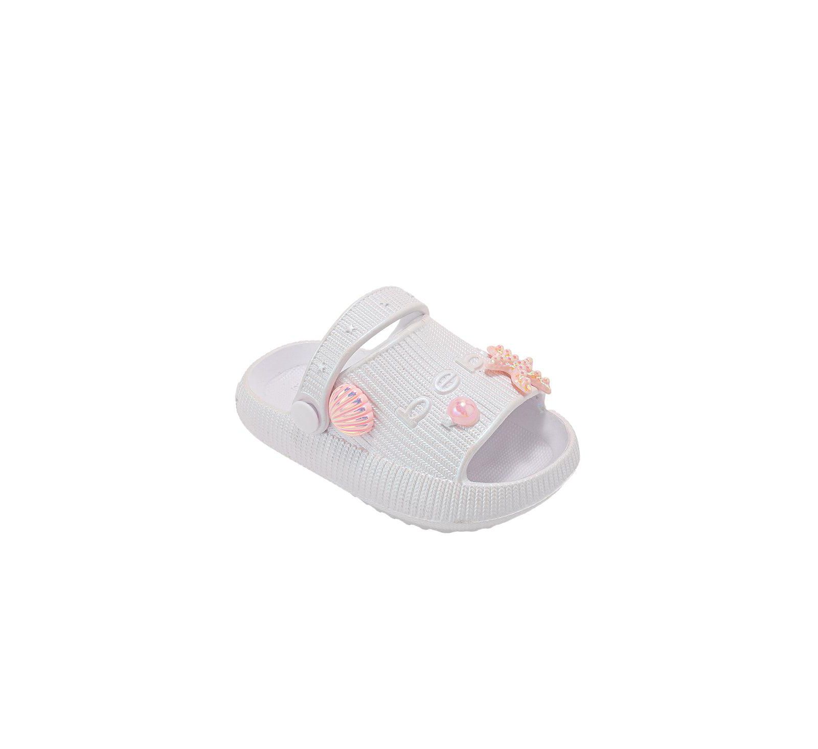 Bebe Big Girls Platform EVA Slide with Iridescent Finish and Sea Life Charms