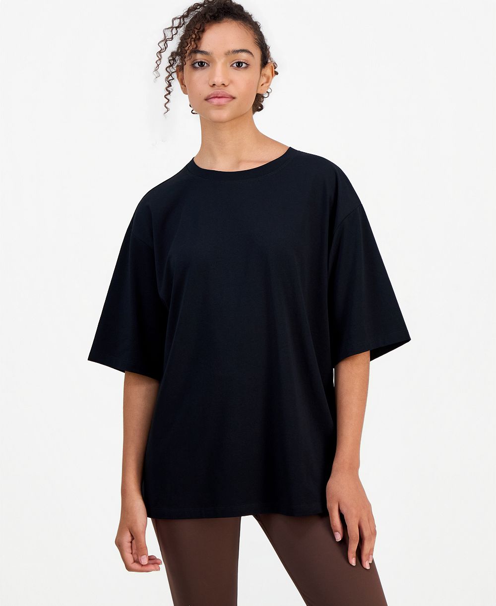 ID Ideology Women's Boyfriend Cotton-Blend Short-Sleeve T-Shirt, Macy's Exclusive