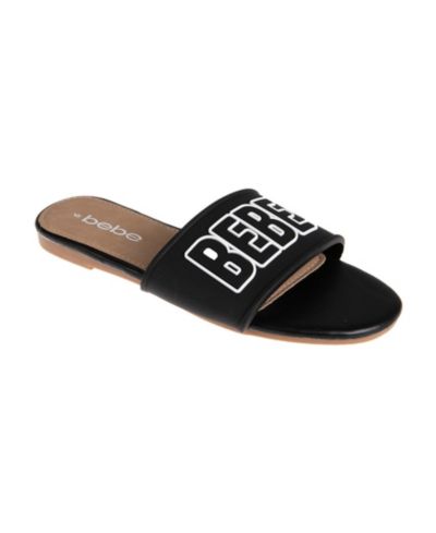 bebe Women's Stylish and Comfortable Fashion Sandal with Rubber Logo