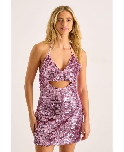 Nasty Gal Women's Disc Tassel Halter Mini Dress