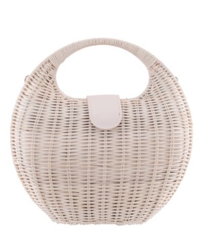 Nina Kava Rounded Rattan Small Satchel Handbag