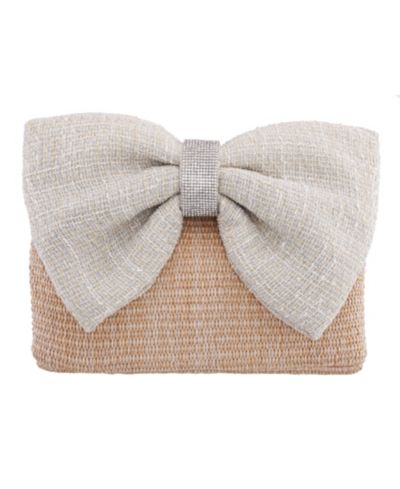 Nina Tula Straw Bow Small Satchel Handbag