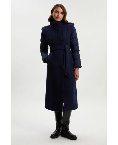 Женское шерстяное миди-пальто Karen Millen High Neck Puffer Belted