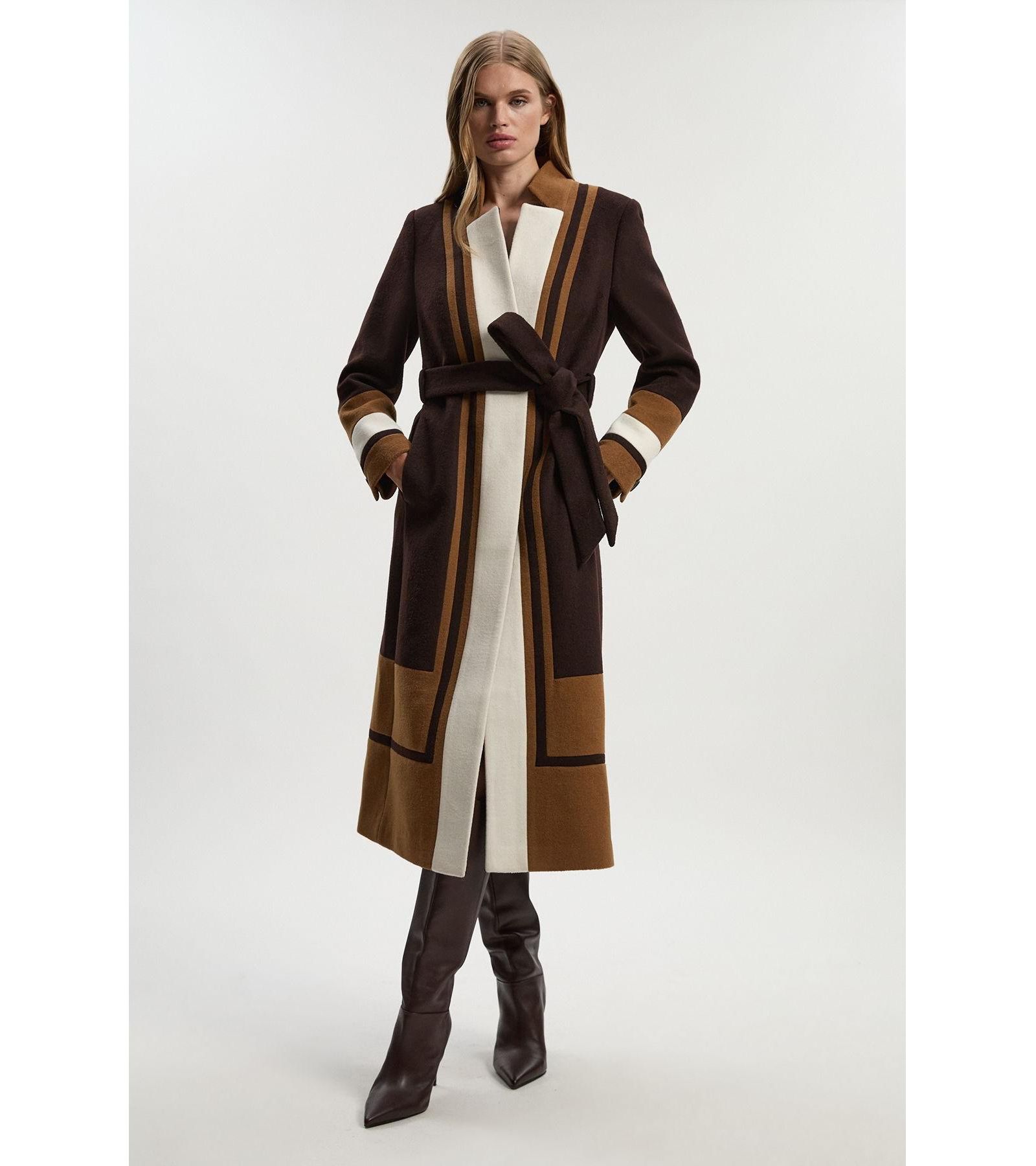 Karen Millen Women's Brushed Wool Belted Midi Coat