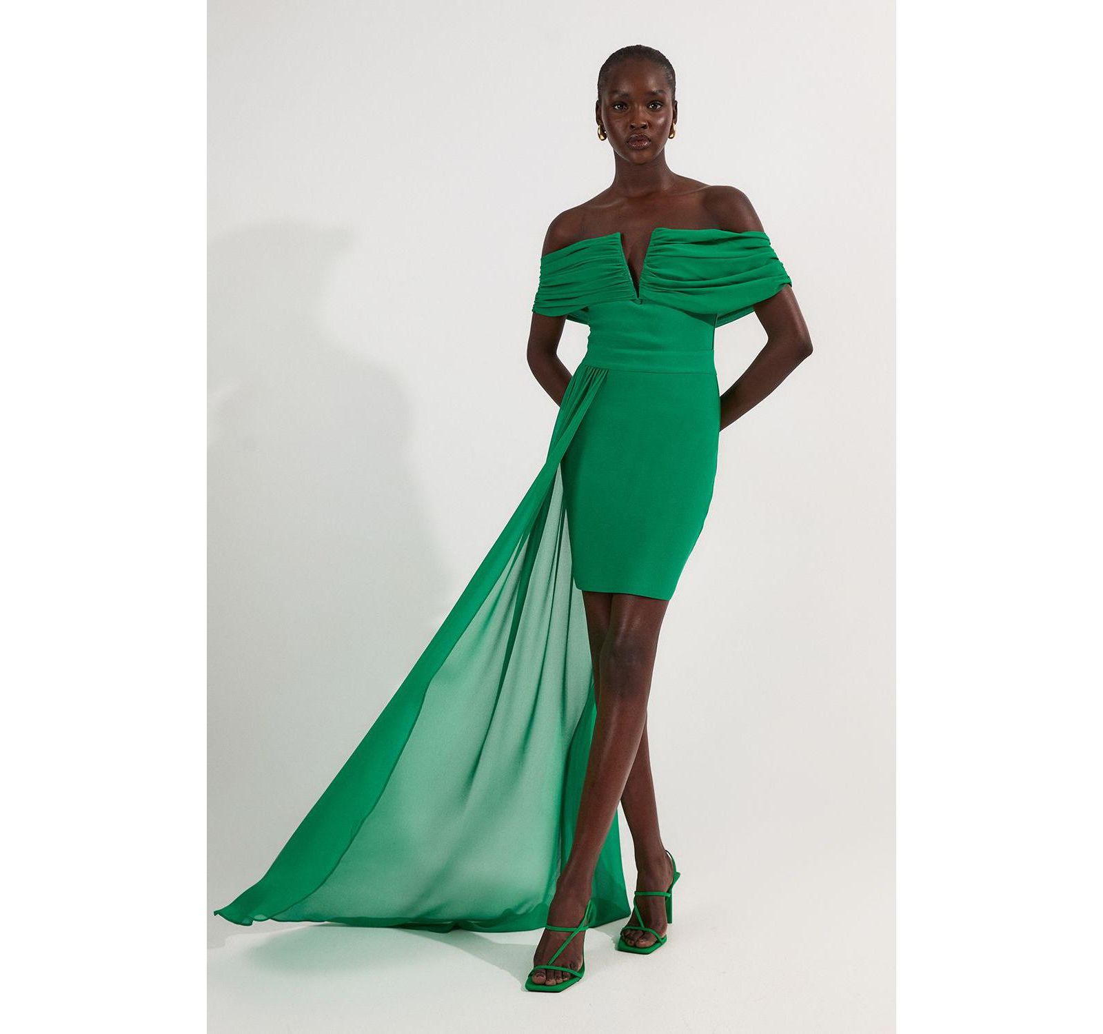 Karen Millen Women's Figure Form Bandage Knit Bardot Dress