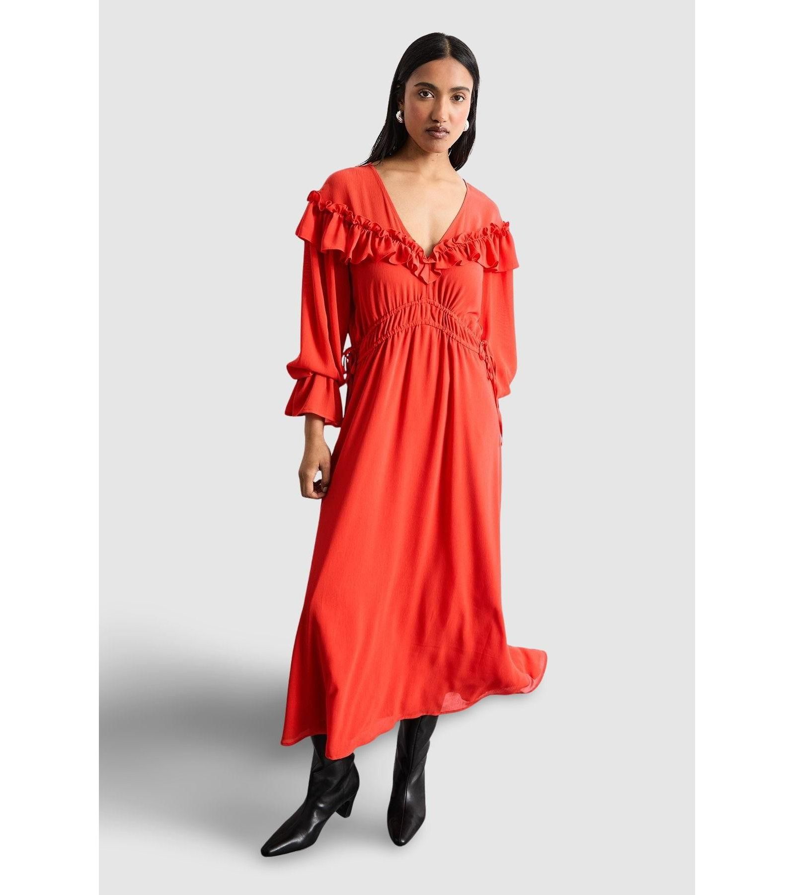 Женское бохо-макси платье Warehouse Ruffle Shoulder Detail