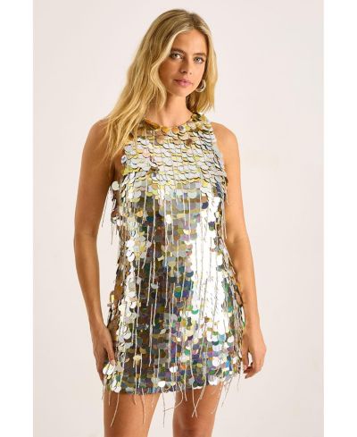 Женское мини-платье Nasty Gal Disc с кисточками и высоким воротником