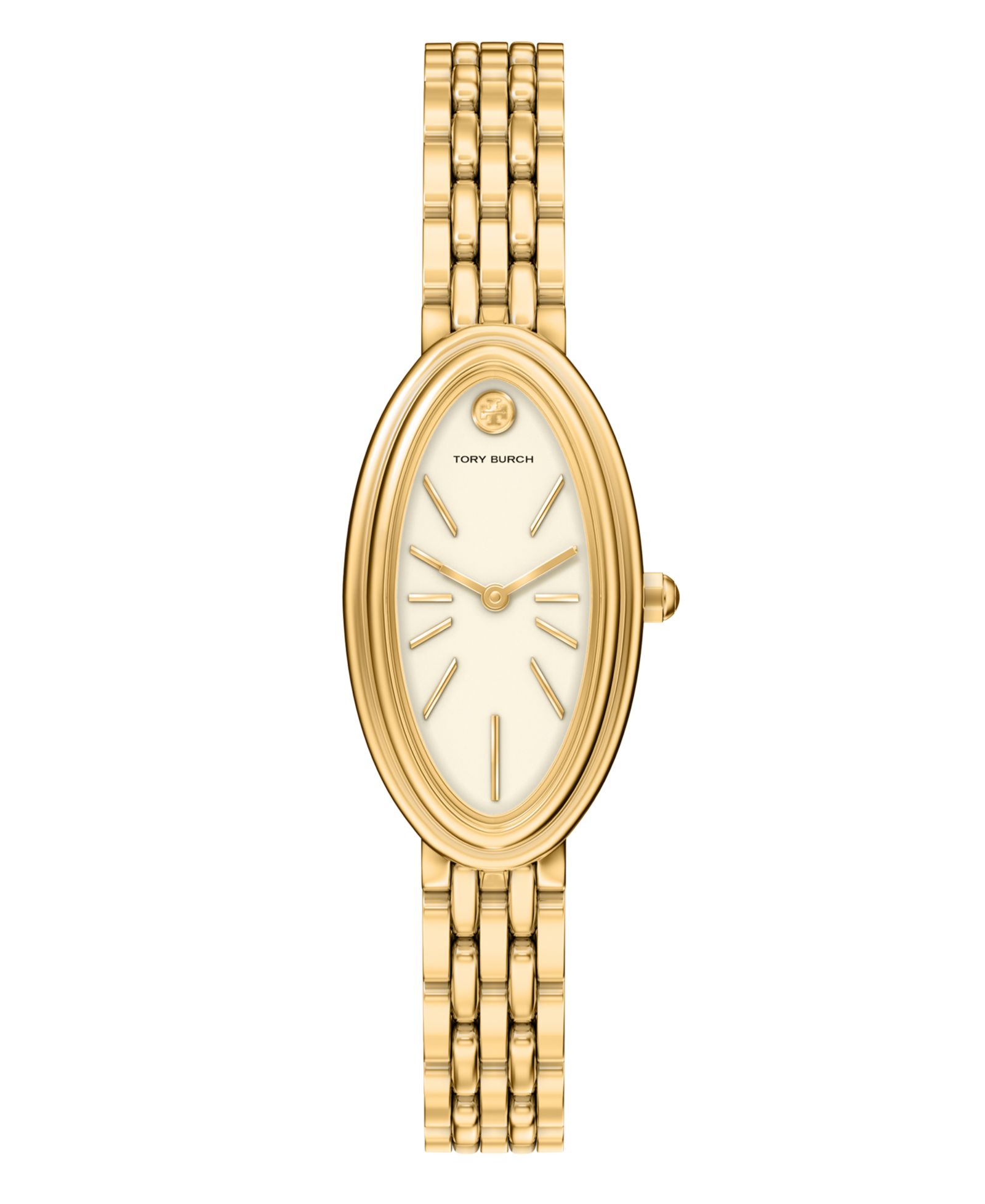Tory Burch Women's The Oval Elongated Quartz Two-Hand Gold Stainless Steel Watch, 22mm