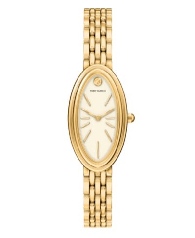 Женские золотые часы Tory Burch The Oval Elongated Quartz Two-Hand из нержавеющей стали, 22mm