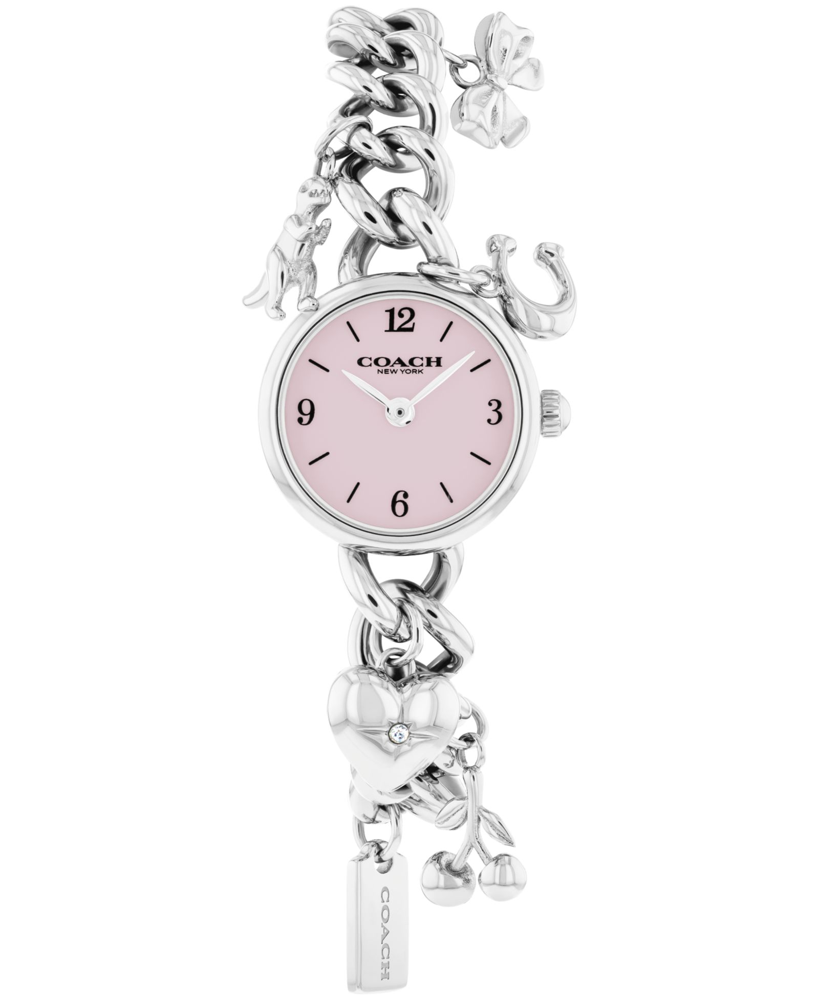 COACH Women's Iris Silver-Tone Stainless Steel Charm Bracelet Watch 22.5mm