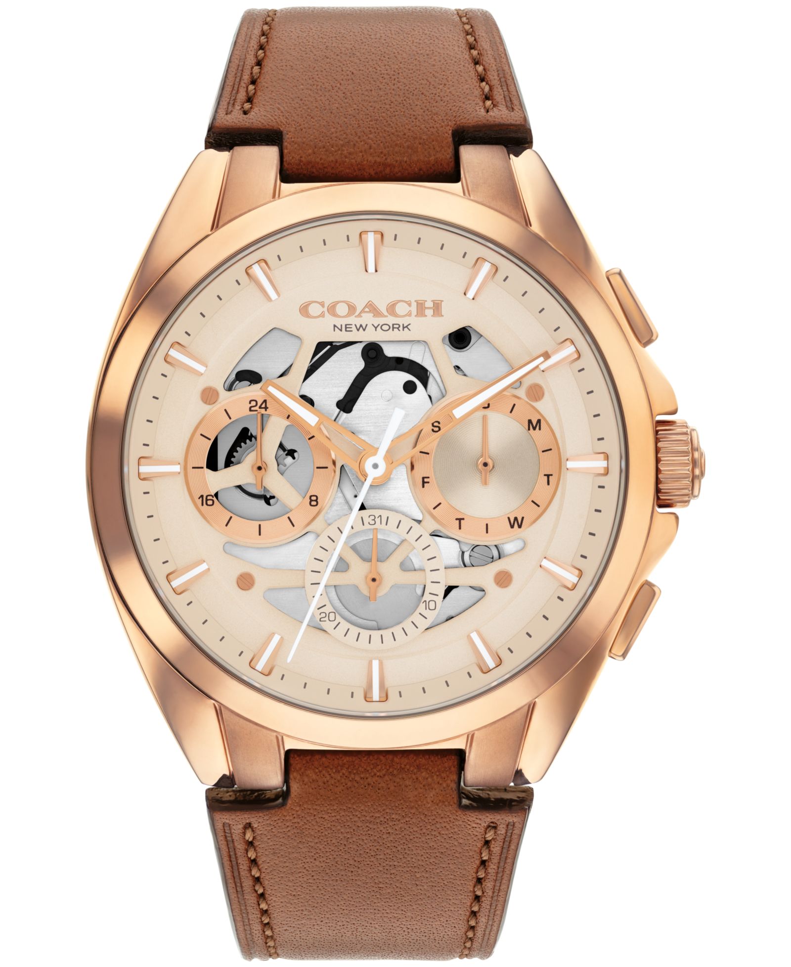COACH Men's Jackson Saddle Leather Strap Watch 41.5mm