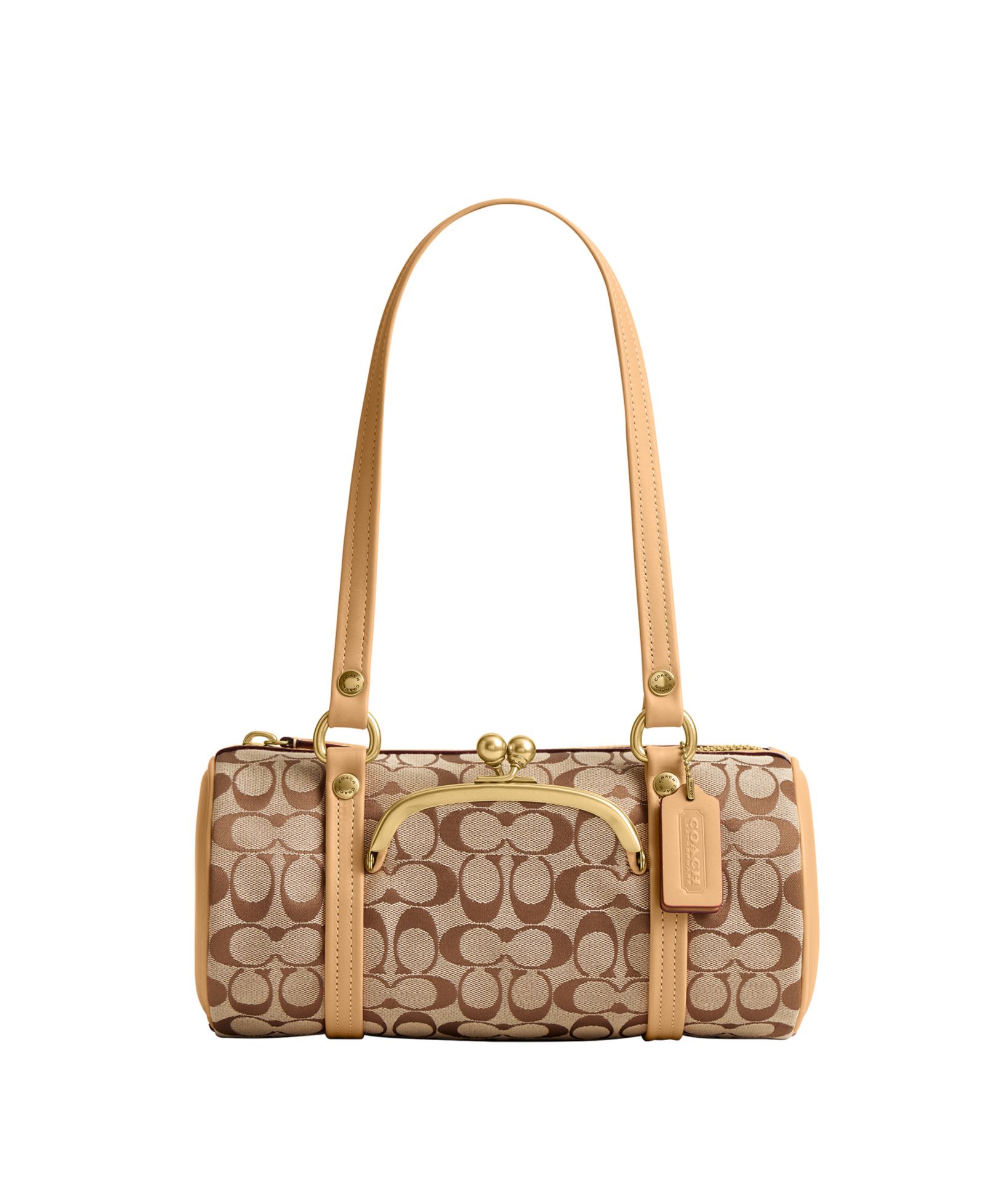 COACH Маленькая сумка через плечо Signature Jacquard Barrel 28