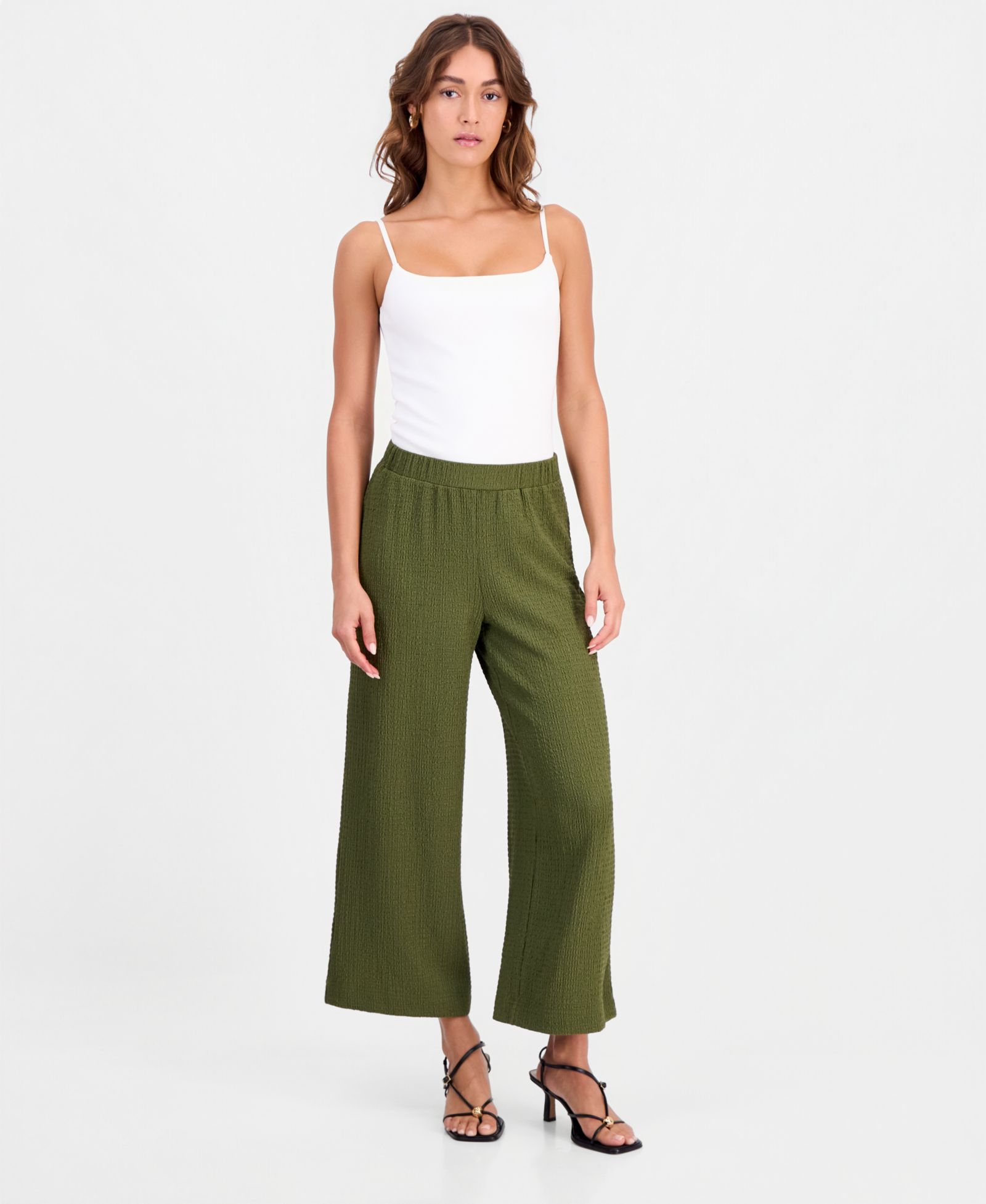 Bar III Women's Textured Pull-On Wide-Leg Pants, Macy's Exclusive