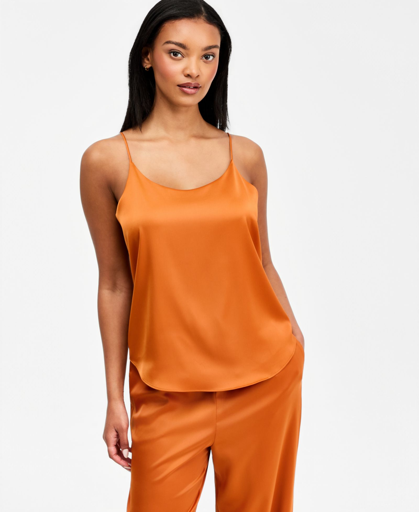 Женская топ-майка Bar III Satin Scoop-Neck Cami