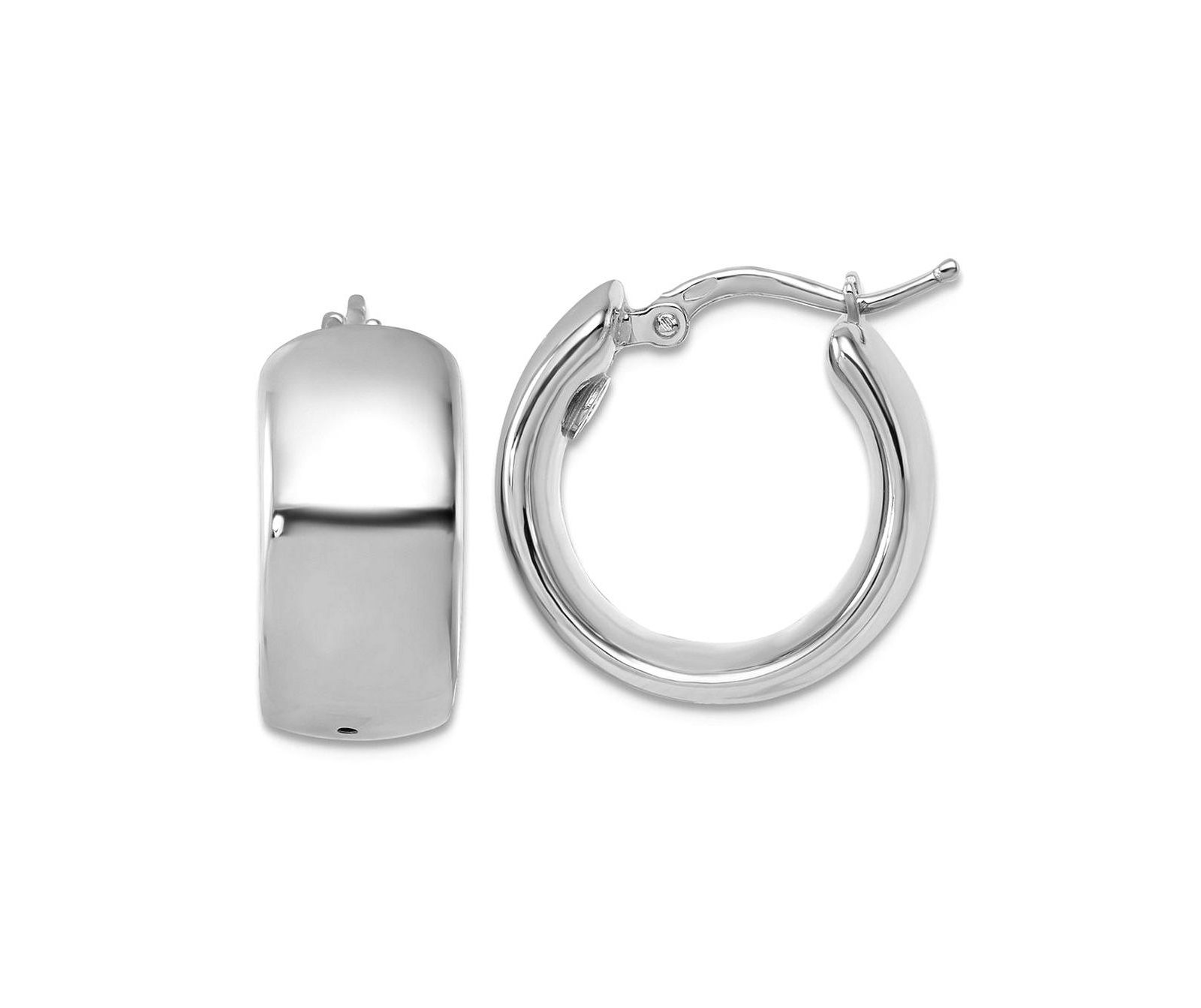 Серьги-кольца Curata Jewelry Solid 18k Yellow or White Gold Italian 19x9mm Wide Round
