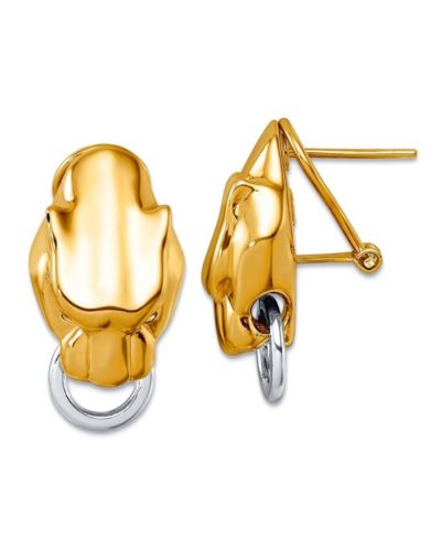Curata Jewelry серьги Panther Head Omega Back, золото 18k, 24x13mm