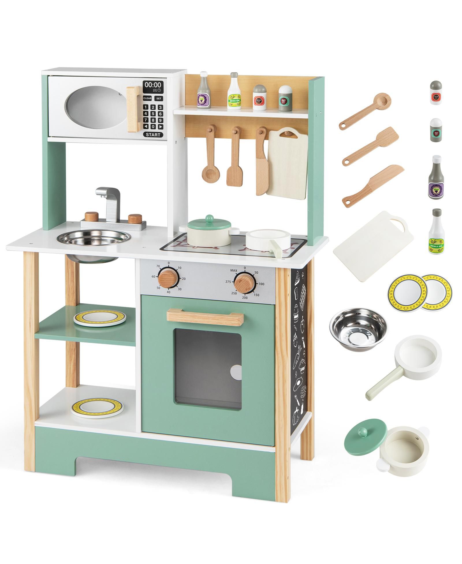 Mecale Игровой деревянный набор кухни с меловой доской, подарок для детей