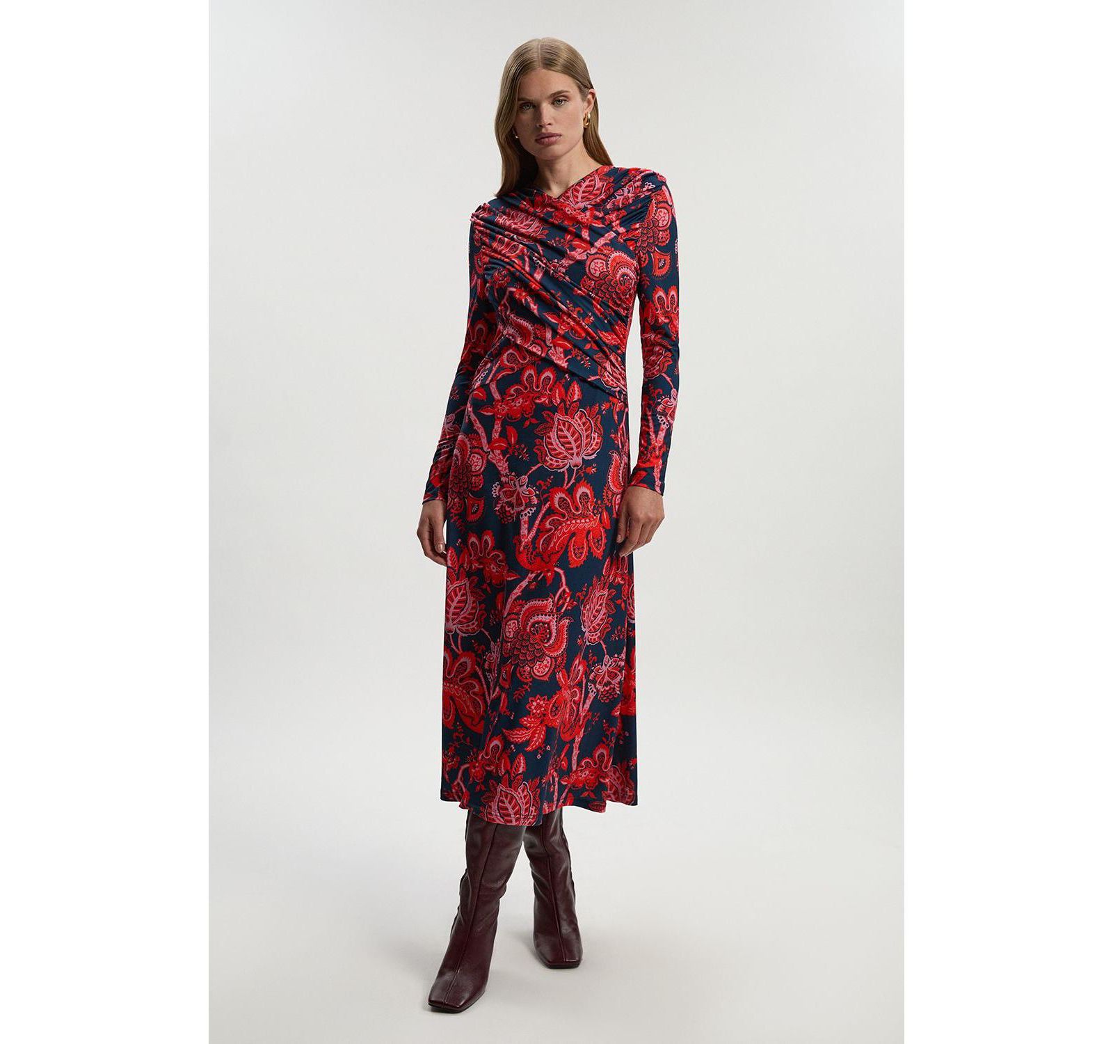 Karen Millen Женское макси-платье Paisley Jersey Crepe Twist