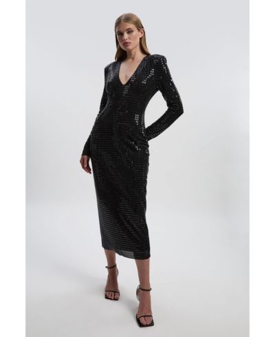 Женское миди-платье Karen Millen Long Sleeve Plunge Neck