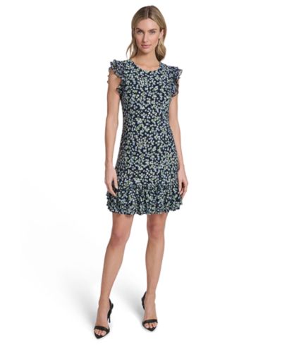 Tommy Hilfiger Женский Short Jersey with Flutter-Sleeve and Bottom Shift Dress