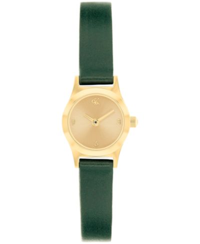 Женские часы Calvin Klein CK Contemporary с кожаным ремешком зеленого цвета, 18mm