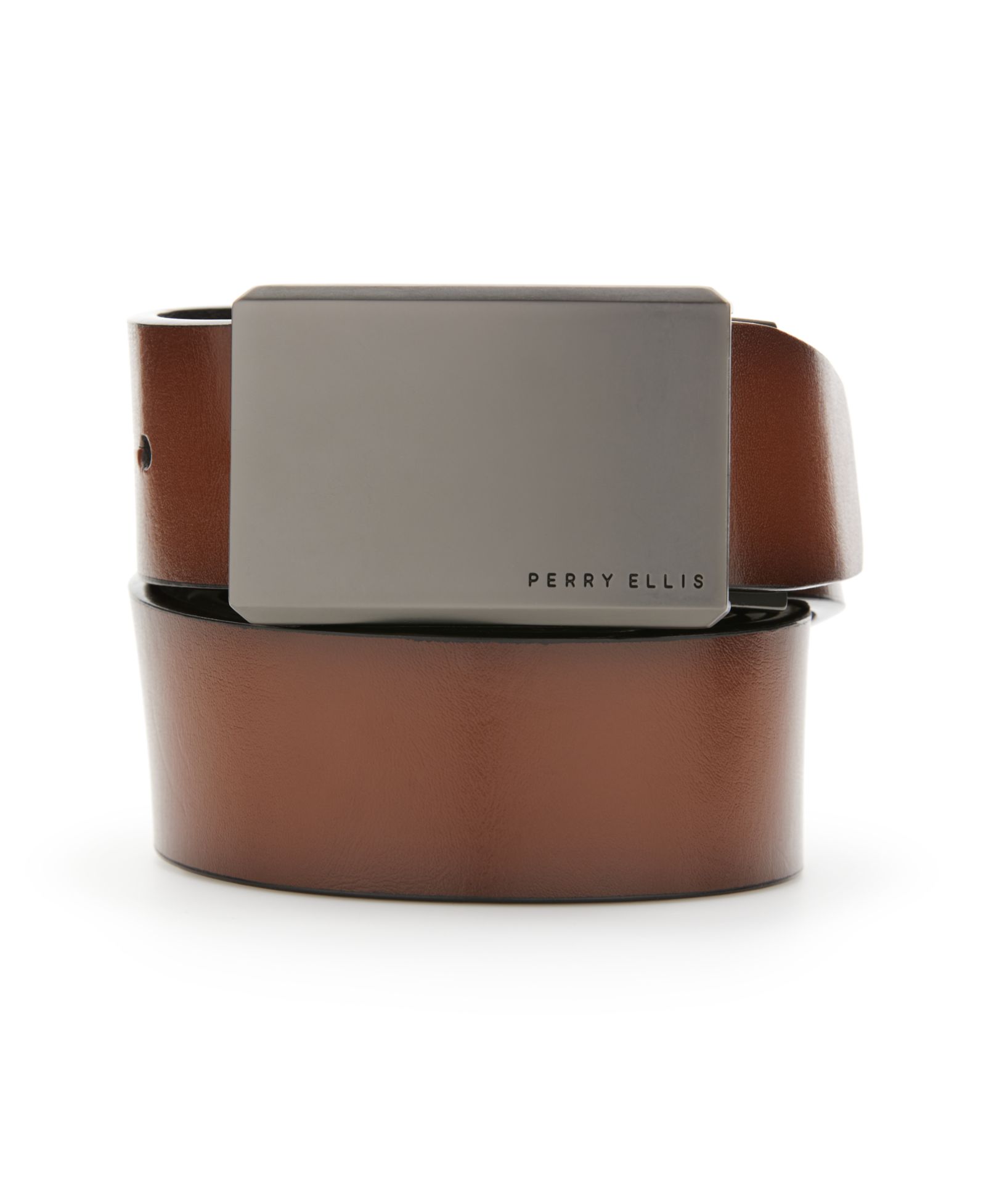 Perry Ellis Portfolio Men's Plaque Reversible Belt
