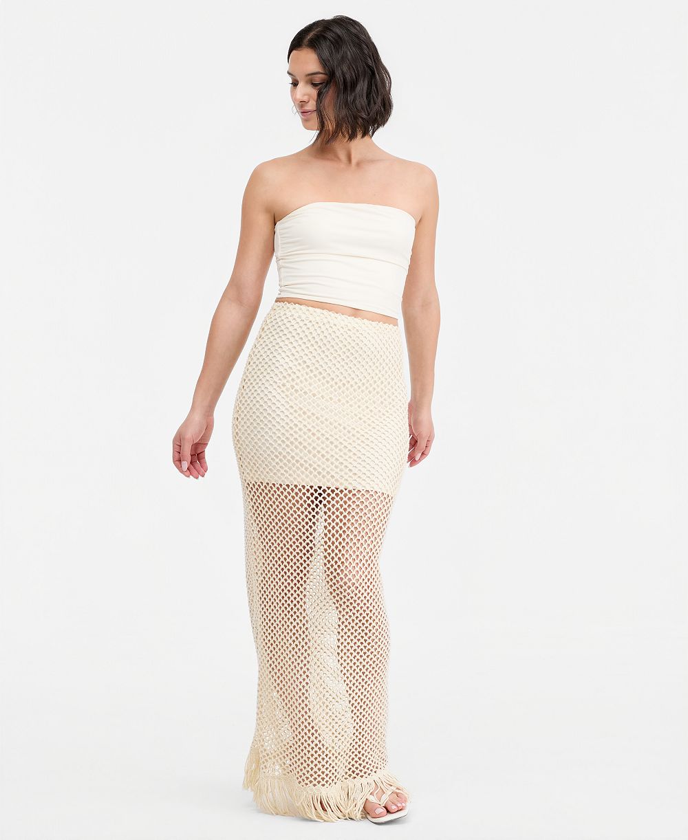 Bar III Женская юбка с отделкой net fringe-hem