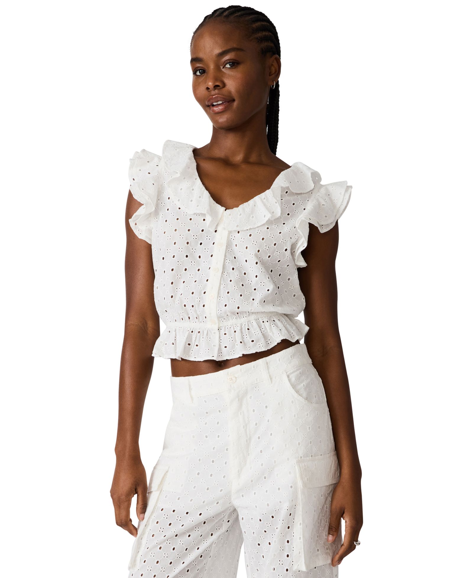 Топ Steve Madden Women's Mayra Ruffled V-Neck