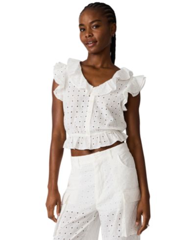 Топ Steve Madden Women's Mayra Ruffled V-Neck