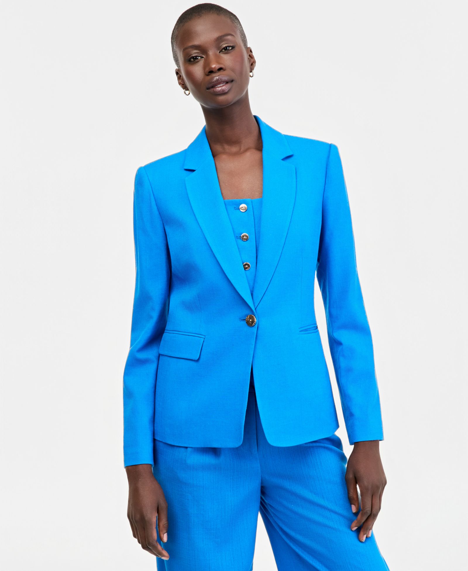 Tahari ASL Petite One-Button Lapel Collar Blazer