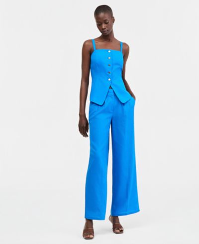 Tahari ASL Petite Mid-Rise Wide-Leg Pleated Trousers