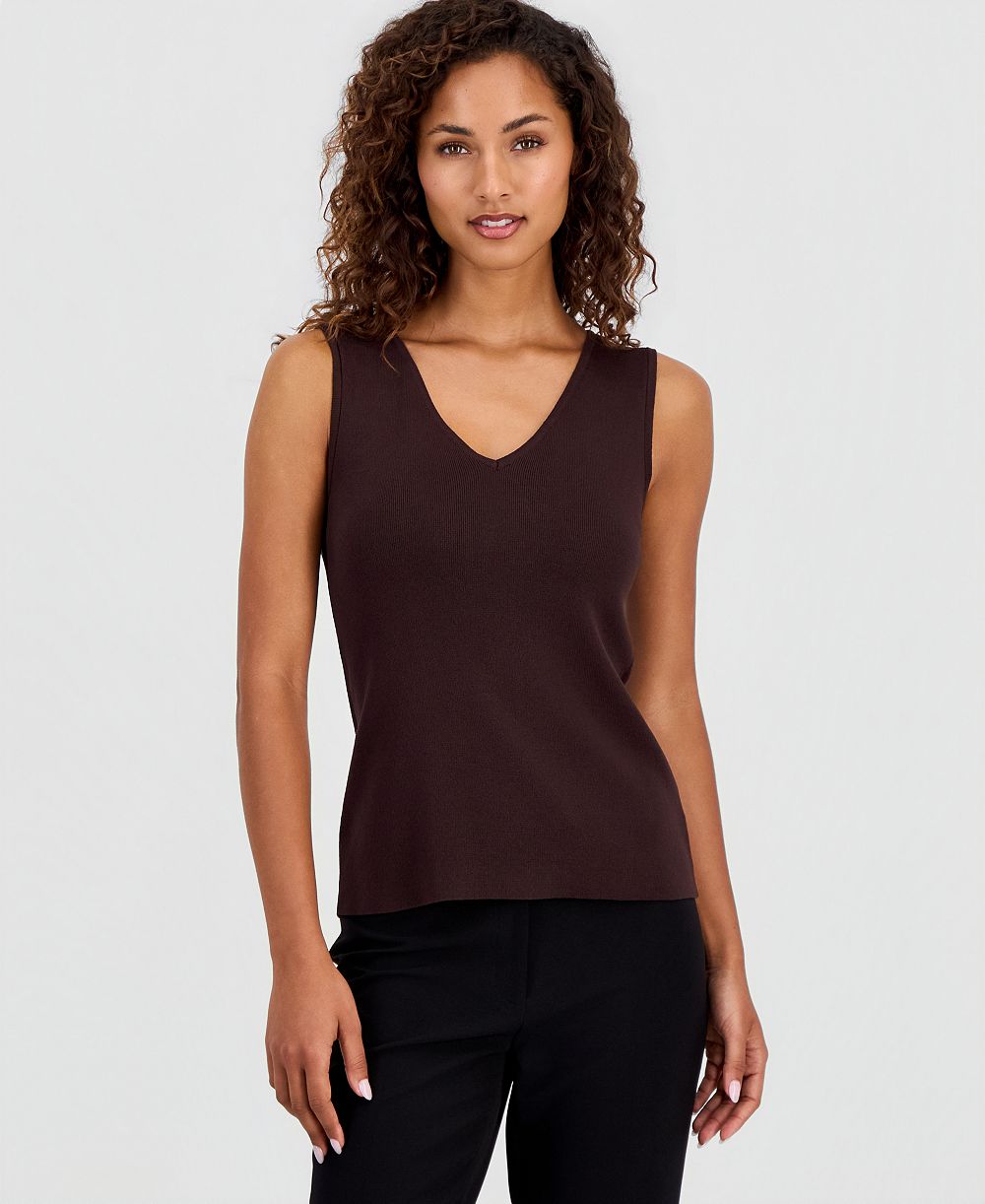 Топ Tahari ASL Petite V-Neck Sleeveless Tank Top