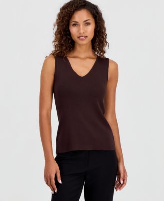 Топ Tahari ASL Petite V-Neck Sleeveless Tank Top
