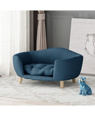 6thdruple Corduroy Dog Sofa with Rubber Wood Legs for Small Breeds