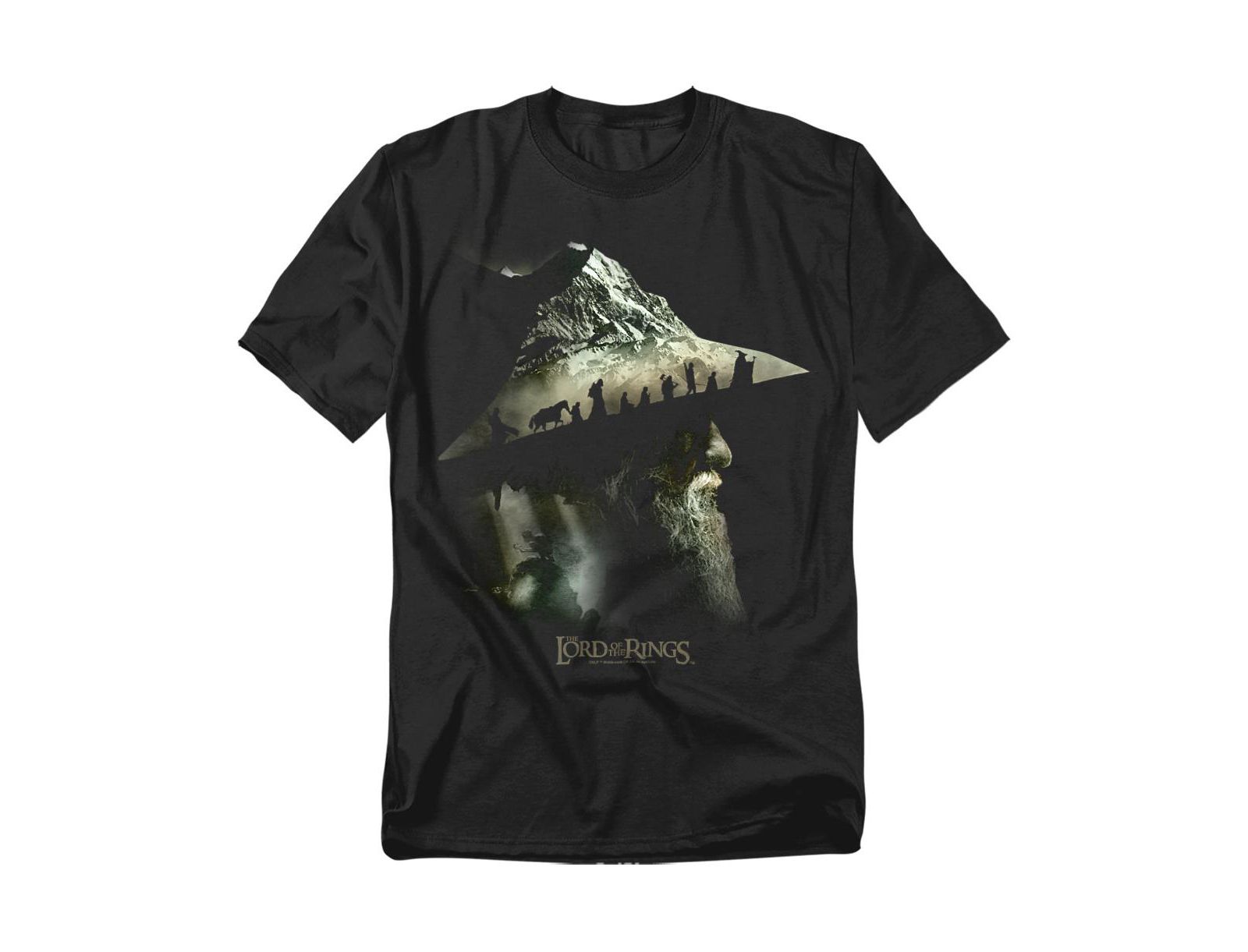 Lord Of The Rings Men's Gandalf Fellowship Mountains T-Shirt