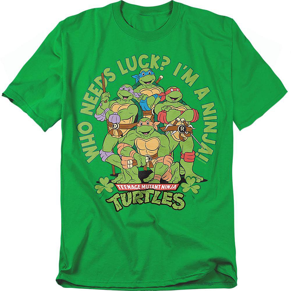 Teenage Mutant Ninja Turtles Men's St. Patrick's Day Who Needs Luck T-Shirt