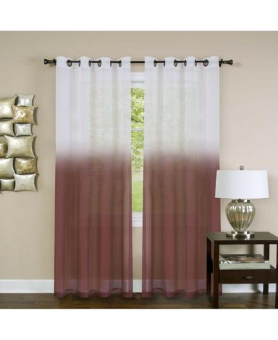 Kate Aurora Tropical Living Semi Matte Sheer Ombre Chic Grommet Top Window Curtains - 52 in. W x 84 in. L