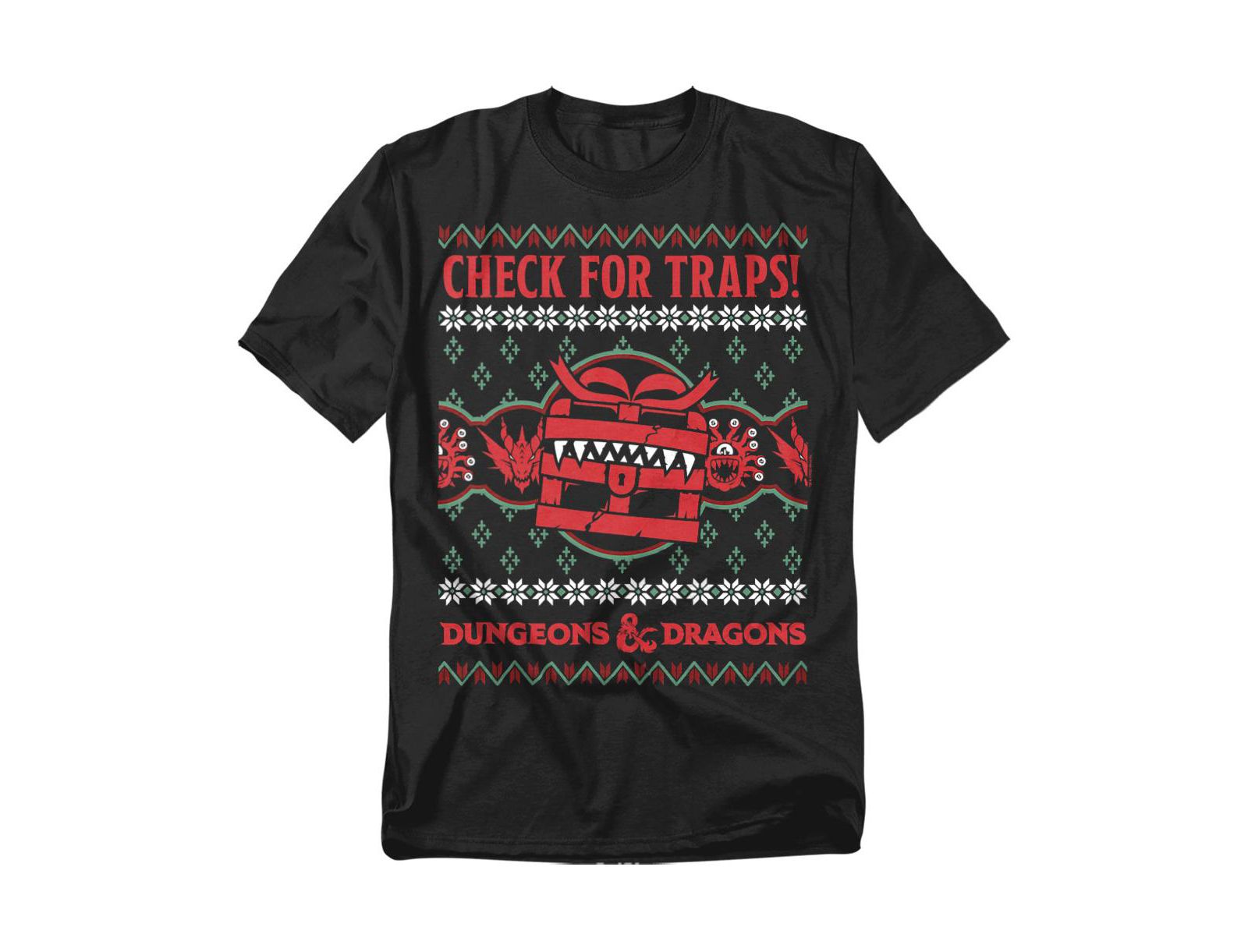 D&D Men's Dungeons And Dragons Check For Traps Ugly Christmas T-Shirt