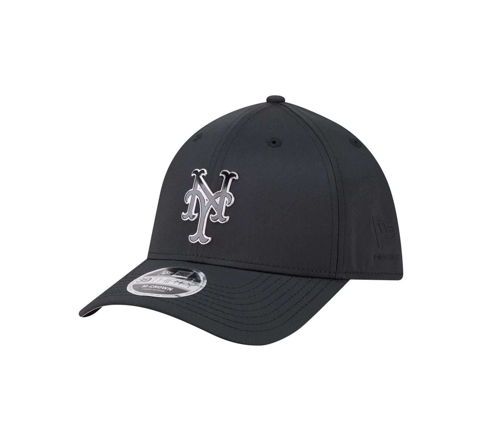 Мужская кепка New Era New York Mets Metallic 39THIRTY M-Crown Flex, черный цвет