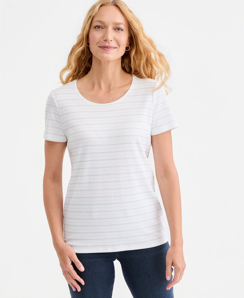 Style & Co Women's Printed Short-Sleeve Scoop-Neck Top, Macy's Exclusive