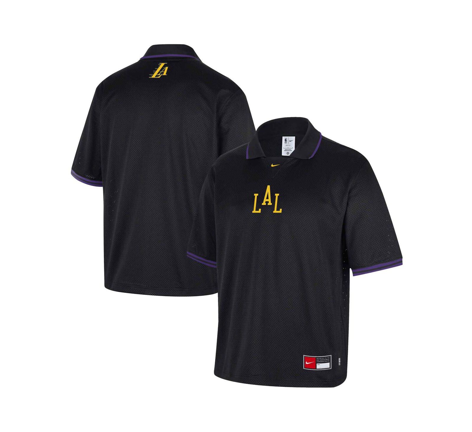 Nike Men's Black Los Angeles Lakers 2025/26 City Edition Remix Courtside Air Half-Sleeve Polo Shirt