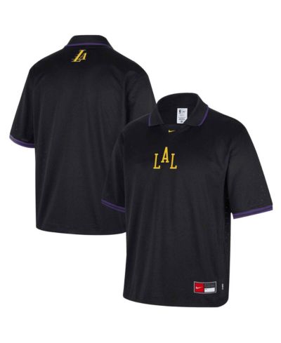 Мужская рубашка-поло Nike Black Los Angeles Lakers 2025/26 City Edition Remix Courtside Air Half-Sleeve