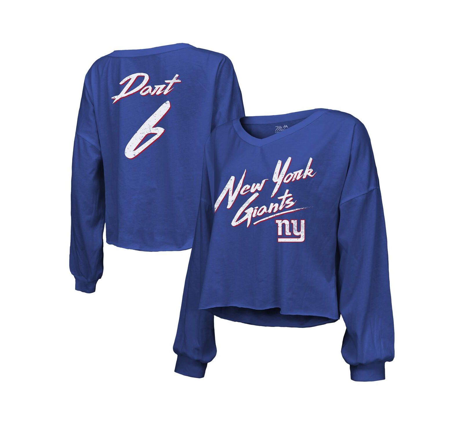 Женская футболка Majestic Threads Jaxson Dart Long Sleeve с логотипом New York Giants