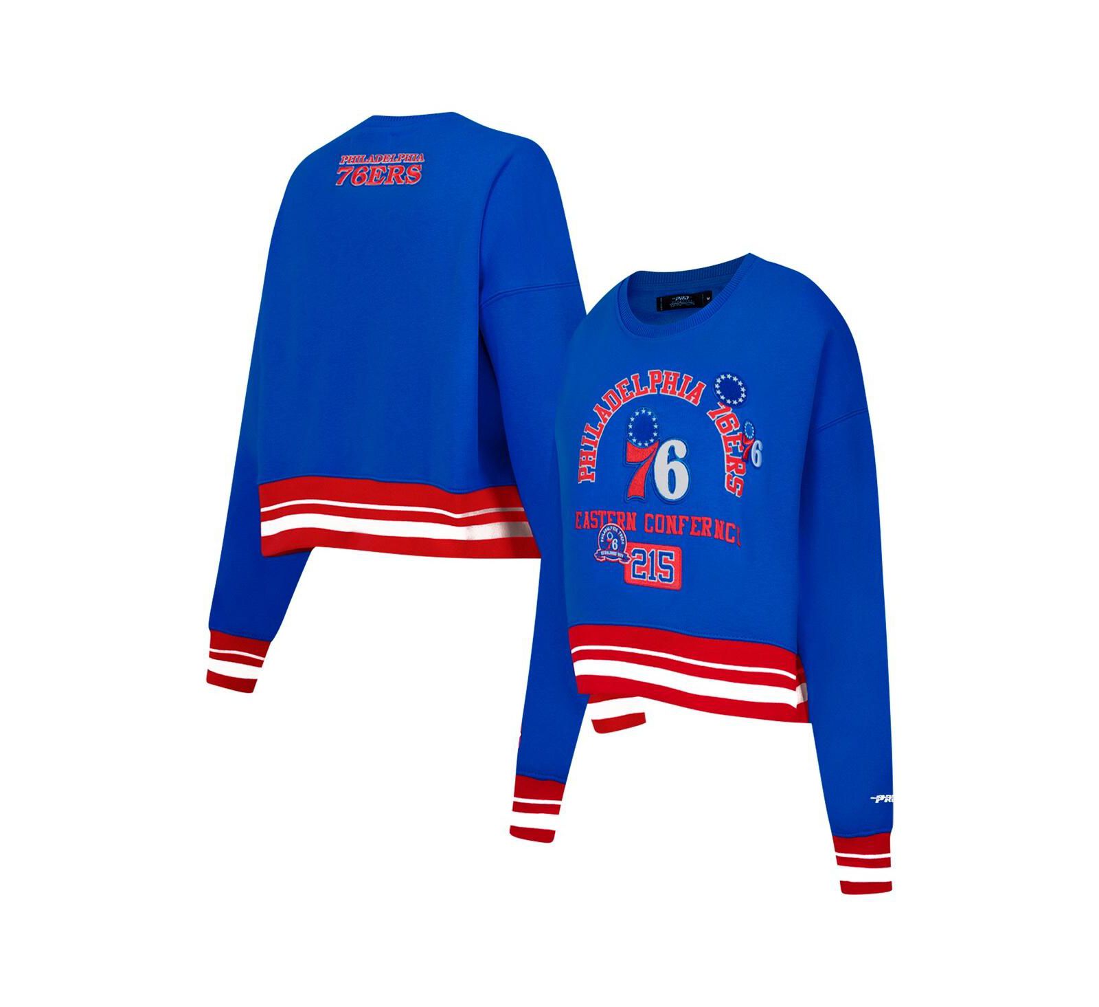 Pro Standard Women's Royal Philadelphia 76ers Area Code Cropped Pullover Sweatshirt