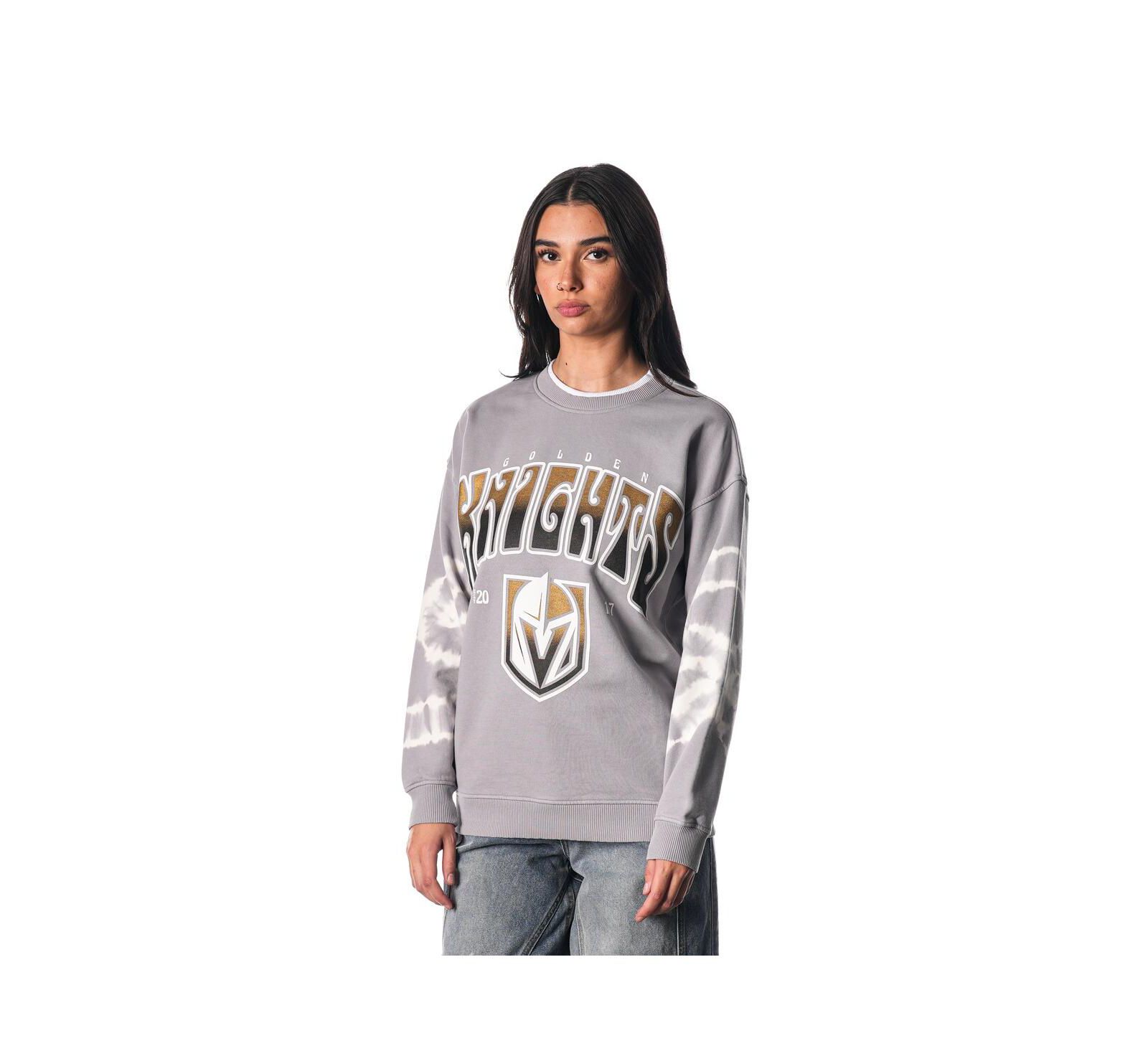 Мужское и женское худи The Wild Collective Gray Vegas Golden Knights Tie-Dye Double Collar